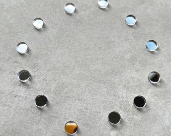 Horloge acrylique miroir, points or et argent : pièces d'art en résine, horlogerie DIY - 12 pièces