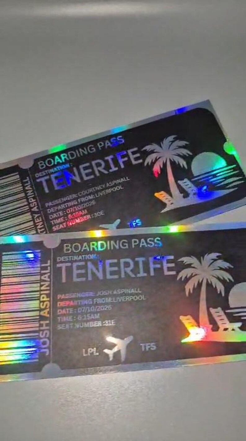 Personalized Foil Boarding Pass | Surprise Holiday Reveal Gift - Etsy UK