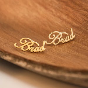 Personalized Name Studs, Custom Initial Earrings, Daily Wear, Bridesmaid Gift, Valentine's Gift for Her.