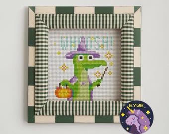 Halloween Cross Stitch Pattern –  Crocodile Magic | PDF Embroidery Design