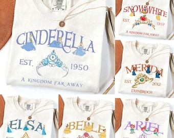 Disney Princess Crowns Shirt, Princess Aurora Ariel Belle Cinderella Tiana, Disney Family Matching Shirt, WDW Magic Kingdom Girls Shirt