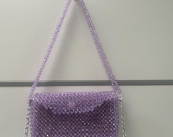porté épaule avec perles et cristaux | Sac à main de soirée fait main pour des occasions spéciales