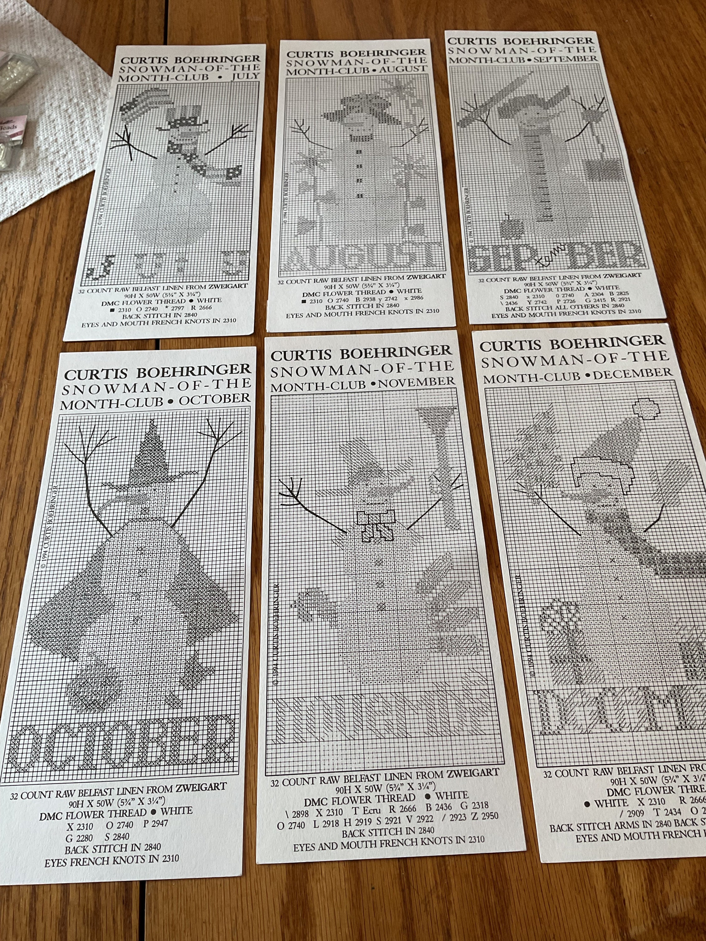 Set of 12 - Snowman of the Month Cross Stitch Patterns - Etsy