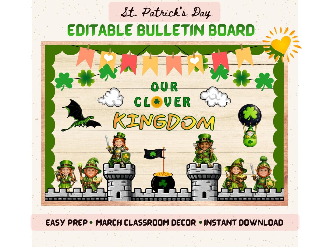 March Bulletin Board Add Your Face, St Patricks Day Bulletin Board ...