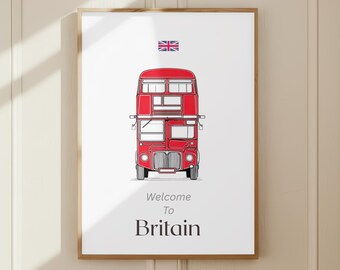 London Bus Art Print: Red Double Decker - Glossy Poster Paper