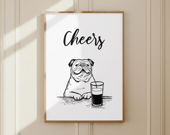 Oeuvre d'art en forme de bouledogue//impression d'animal hilarante//décor homme des cavernes