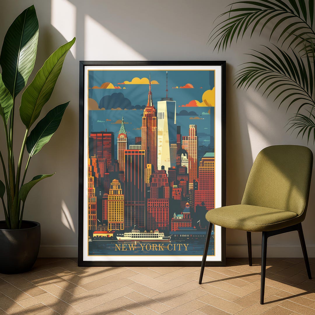 New York City Skyline Art Print | Bold Bedroom Wall Decor - Etsy