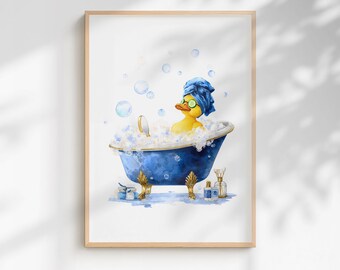 Quirky Yellow Duck Spa Print – Funny Bathroom Wall Art (Framed/Unframed)