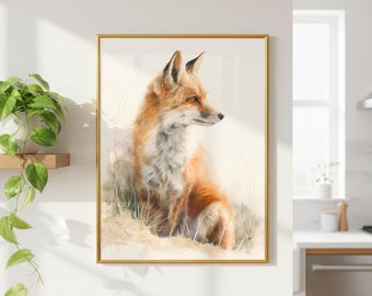 Fox Art / Rustic Poster / Cosy Watercolour Print