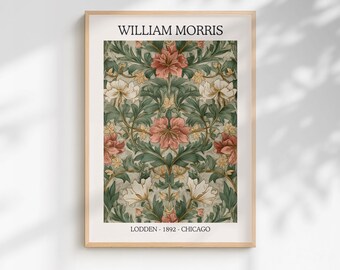 Vintage Botanical Art Print: William Morris Floral Design (Framed or Unframed)
