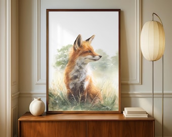 Lámina decorativa de zorro: decoración rústica de granja (opciones con o sin marco)