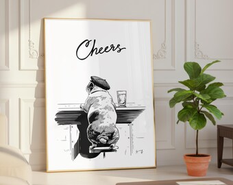 Oeuvre d'art Bulldog Bar // Impression animalière hilarante