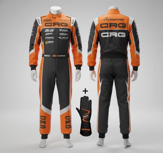 Personalized CRG Go Kart Suit and Gloves, F1 Style Racing Set