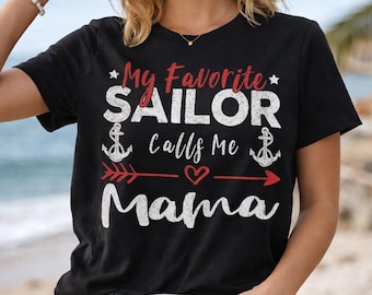 Meu marinheiro favorito me chama de mãe PNG, presente de Dia das Mães para família da Marinha, sublimação para pai/mãe de marinheiro orgulhoso(a), design de âncora e flecha