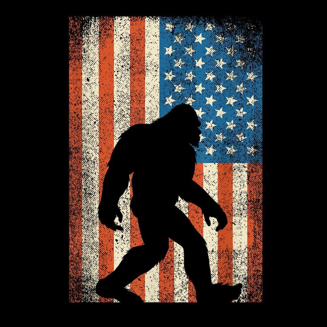 Megapithecus Flag Patriotic Bigfoot American Flag PNG, Vintage Sasquatch USA Flag Design ...
