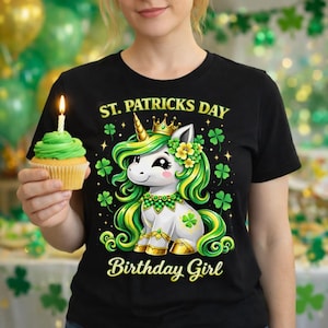 St Patricks Day Birthday Girl PNG, Lucky Shamrock Script, March Birthday, Transparent