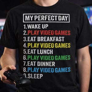 Gamer My Perfect Day PNG, Funny Video Game Checklist Sublimation, Retro Pixel Art Gaming Design, Teen Boy Gift, Transparent Background