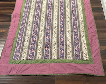 Handmade purple and green floral quilt