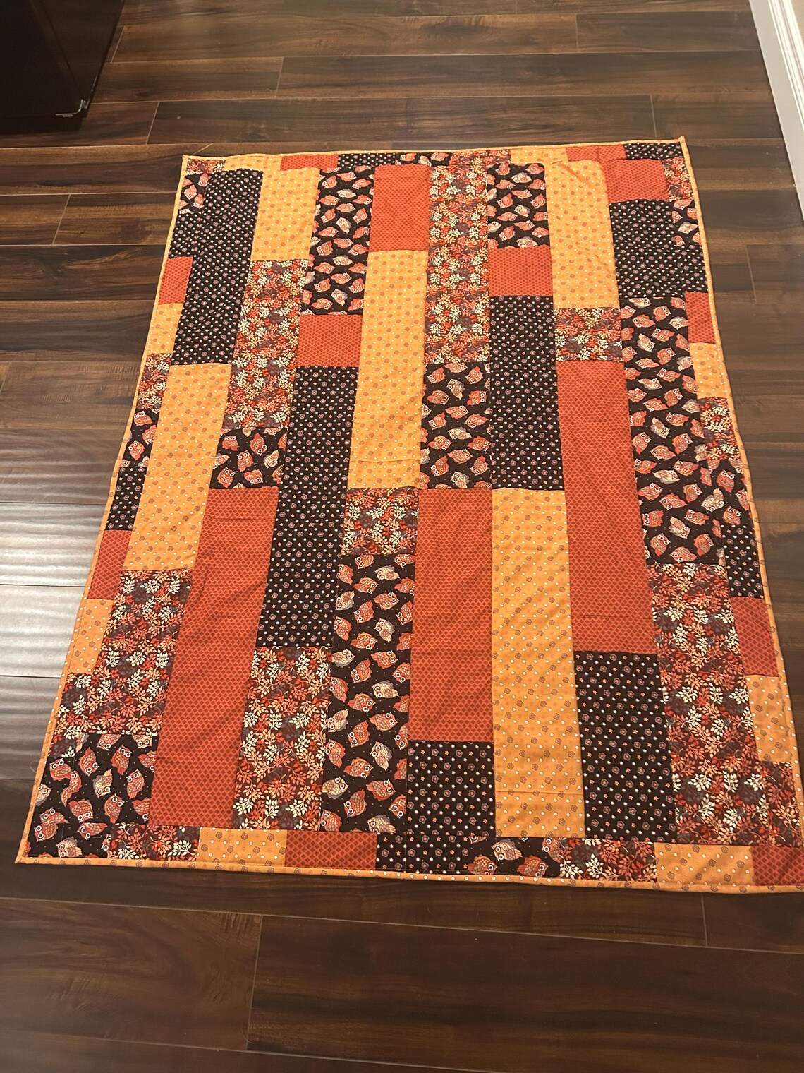 Homemade Owl Throw Quilt - Fall Colors, Cotton Bookworm Quilt - Etsy