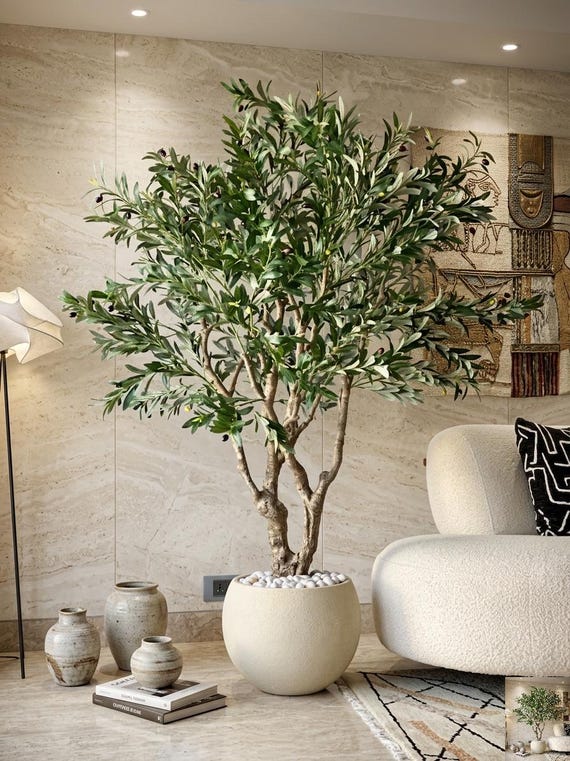 6ft Large Artificial Olive Tree – No Planter – Realistic Faux Indoor Tree for DIY Decor