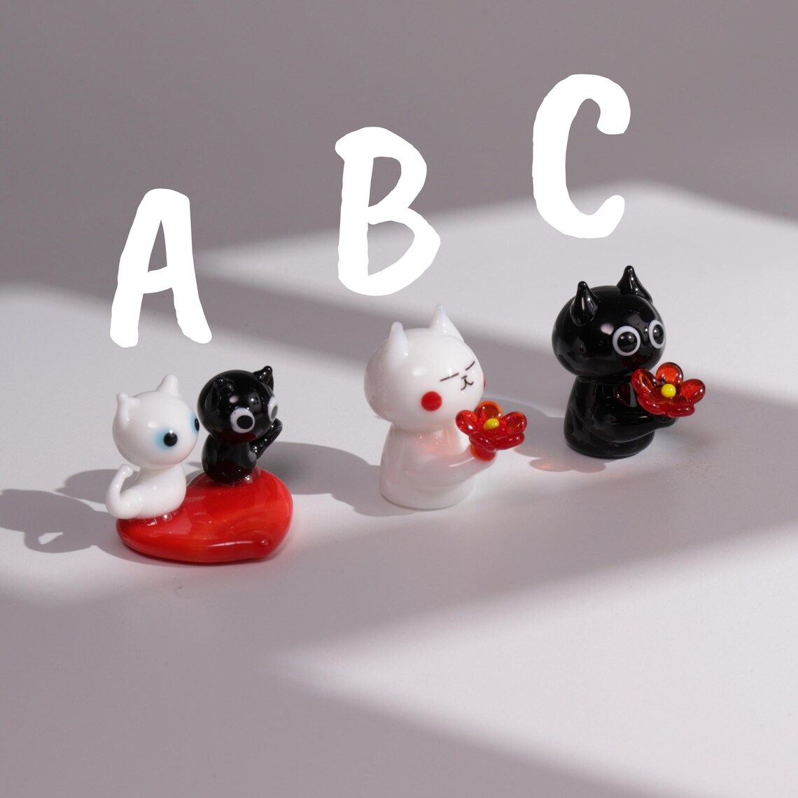 Handmade Glass Cat Figurines - Whimsical Lampwork Collection, Cute ...
