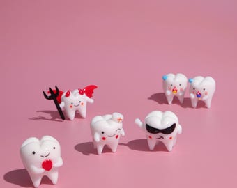 Miniaturas de fadas dos dentes em vidro feitas à mão – Personagens fofos em miniatura, decoração dental divertida, presente exclusivo para amantes de dentes.