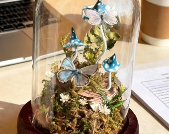 Lámpara de hongo con forma de mariposa hecha a mano, luz nocturna con forma de hongo encantada, regalo de decoración de hadas, lámpara art déco, decoración natural para el hogar, regalos de cumpleaños
