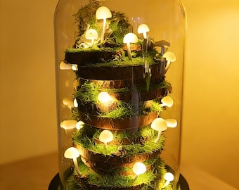 Lámpara de hongo blanca hecha a mano, luz nocturna de hongo encantada, regalo de decoración Fairycore, lámpara Art Déco, decoración natural para el hogar, regalos de cumpleaños
