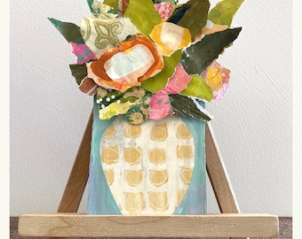 Original Floral Collage - Day #8 – Mixed Media, Framed Artwork