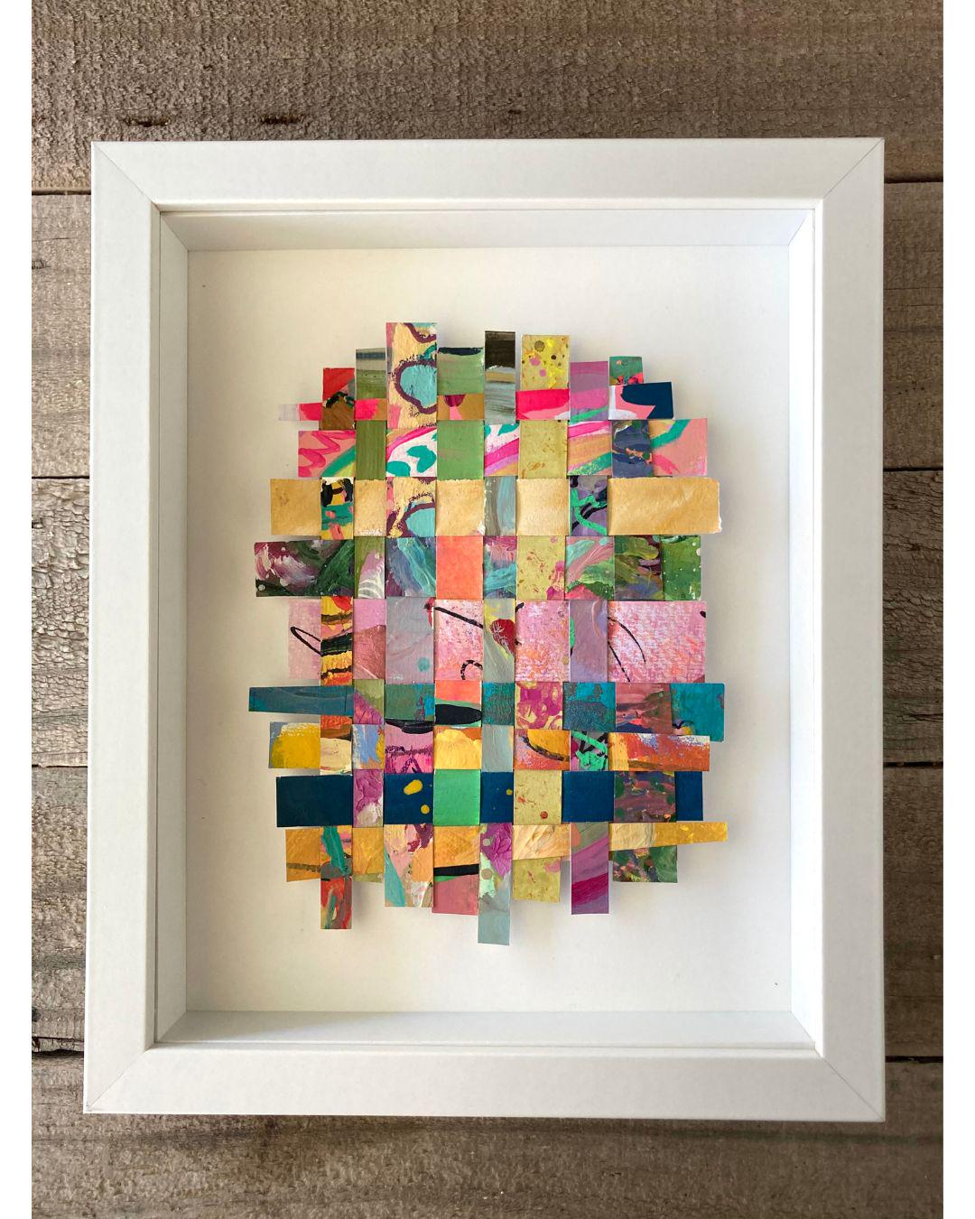 Original Mixed Media Paper Weaving - Framed Contemporary Abstract Artwork - Weaving No. 1