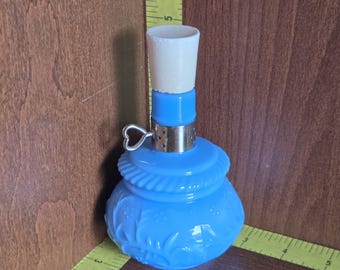 Vintage Avon Courting Lamp Perfume Bottle, Blue Milk Glass