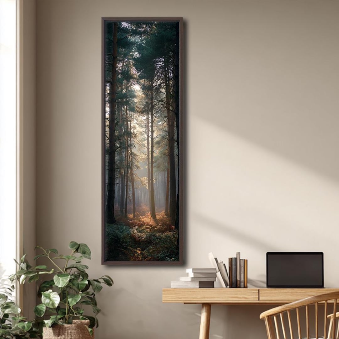 Forest Path Canvas Wall Art, Morning Light Through Trees, Nature ...