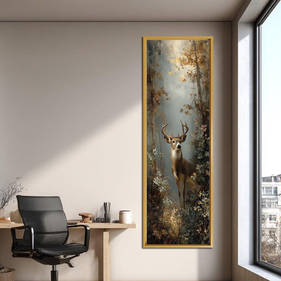 Deer Canvas Wall Art Forest Deer Painting Rustic Woodland Decor ...