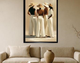 Minimalist Women Canvas Wall Art, Neutral Modern Figurative Painting, Elegant Female Silhouette Decor for Living Room Bedroom Wall Print Art