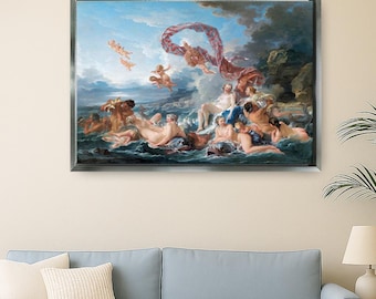 The Birth of Venus Canvas, Classical Mythology Wall Art, Renaissance Style Painting Print, Elegant Baroque Decor for Living Room