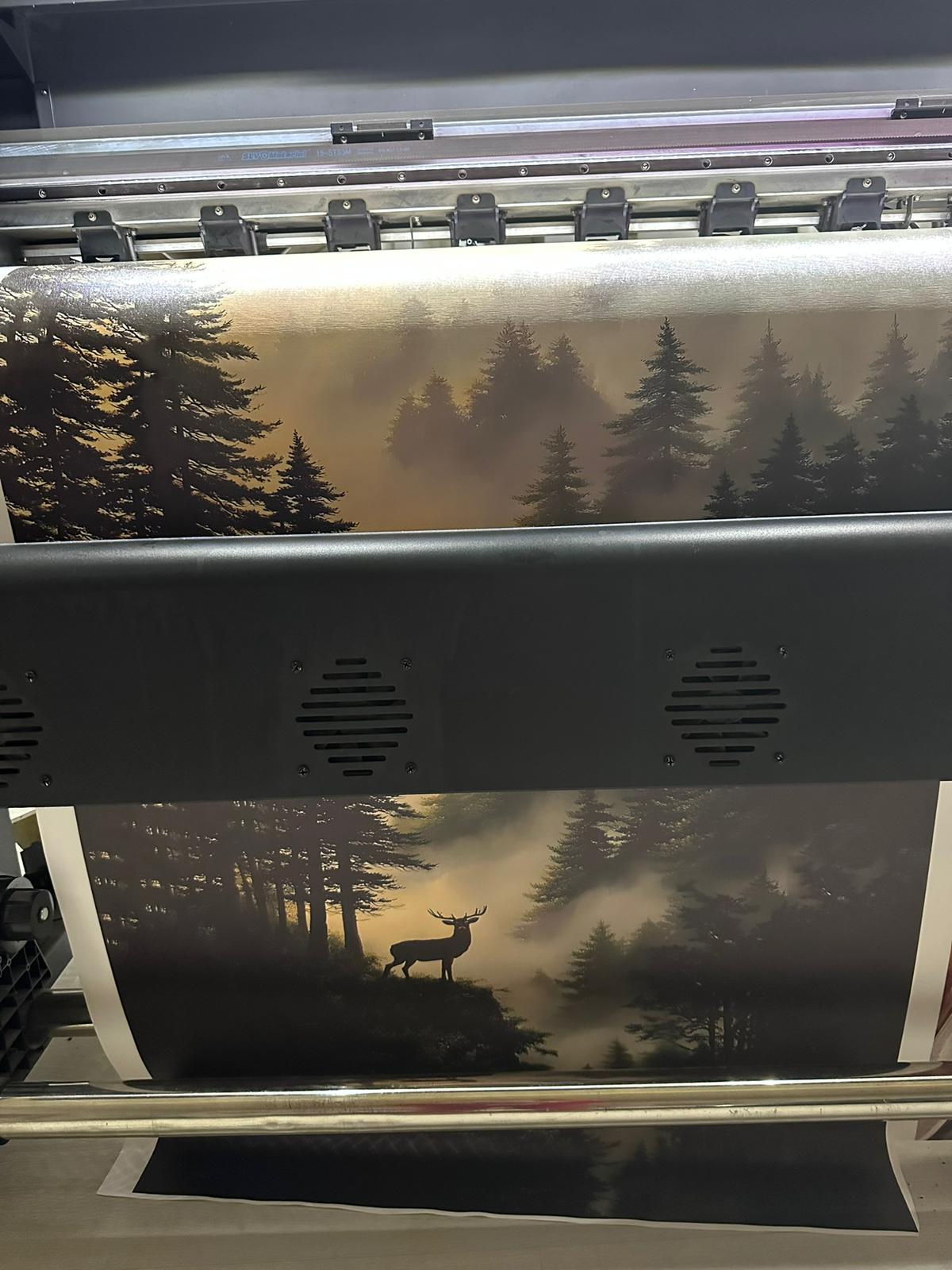 Misty Forest Deer Canvas Wall Art, Vertical Woodland Landscape Print ...