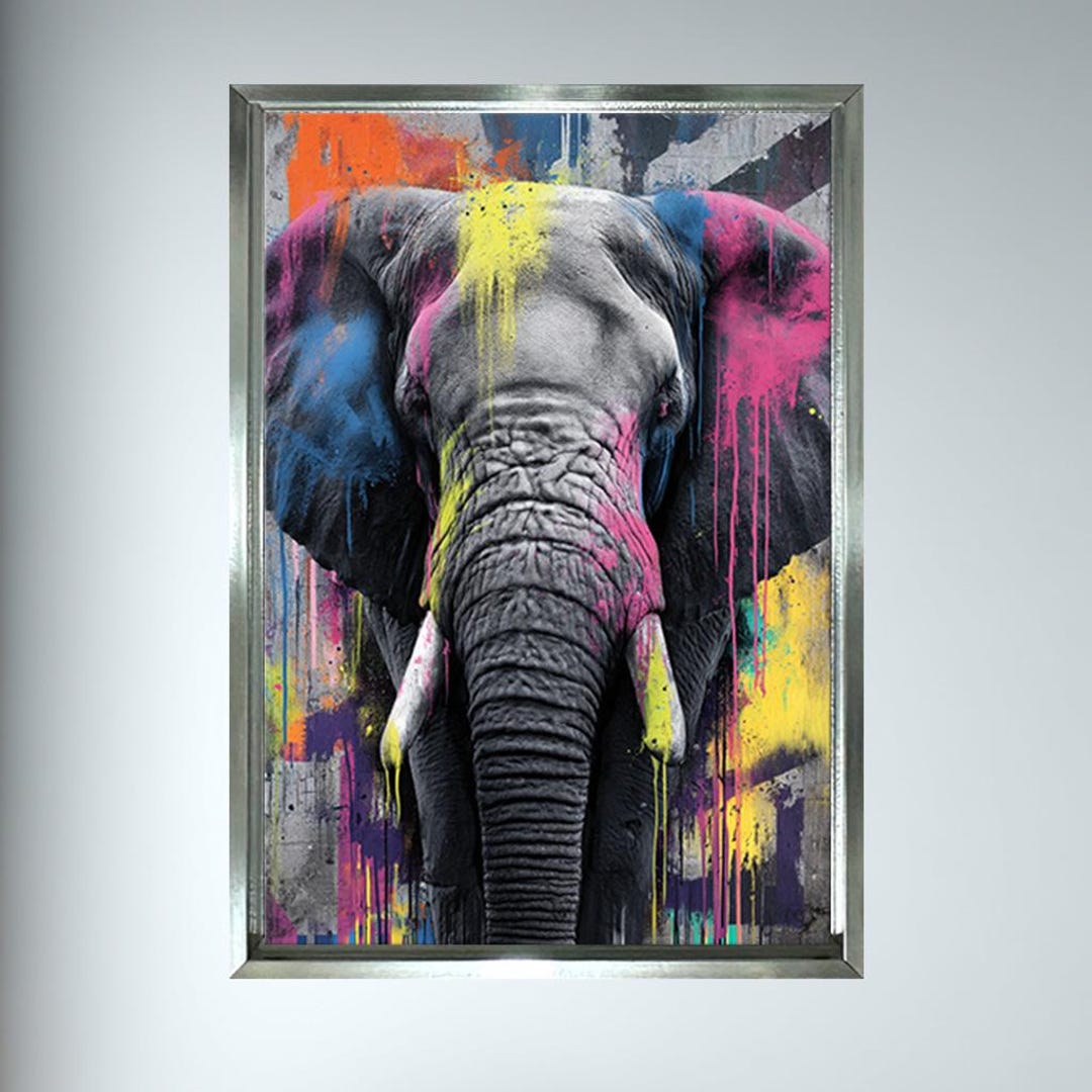 Vibrant Elephant Canvas Art Print, Colorful Abstract Animal Wall Decor ...