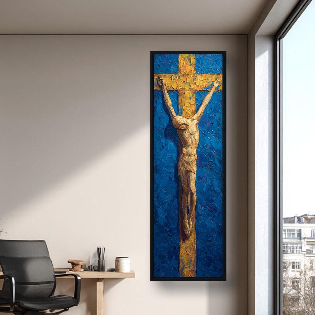 Jesus on Cross Canvas Wall Art Christian Crucifix Painting Religious ...