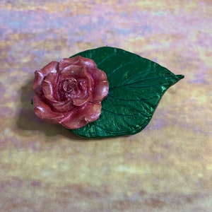New one of a kind handmade clay leaf pink flower rose incense holder favors home decor meditation yoga zen