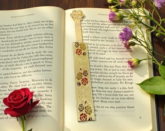 Handmade gold woven fabric flower roses crystal