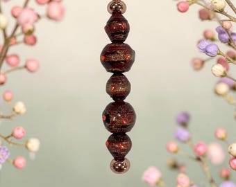 Handmade copper paper beads resin crystals rose gold keychain