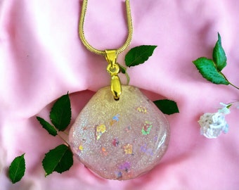 New handmade REAL ROSE PETAL light pink real flower pendant necklace