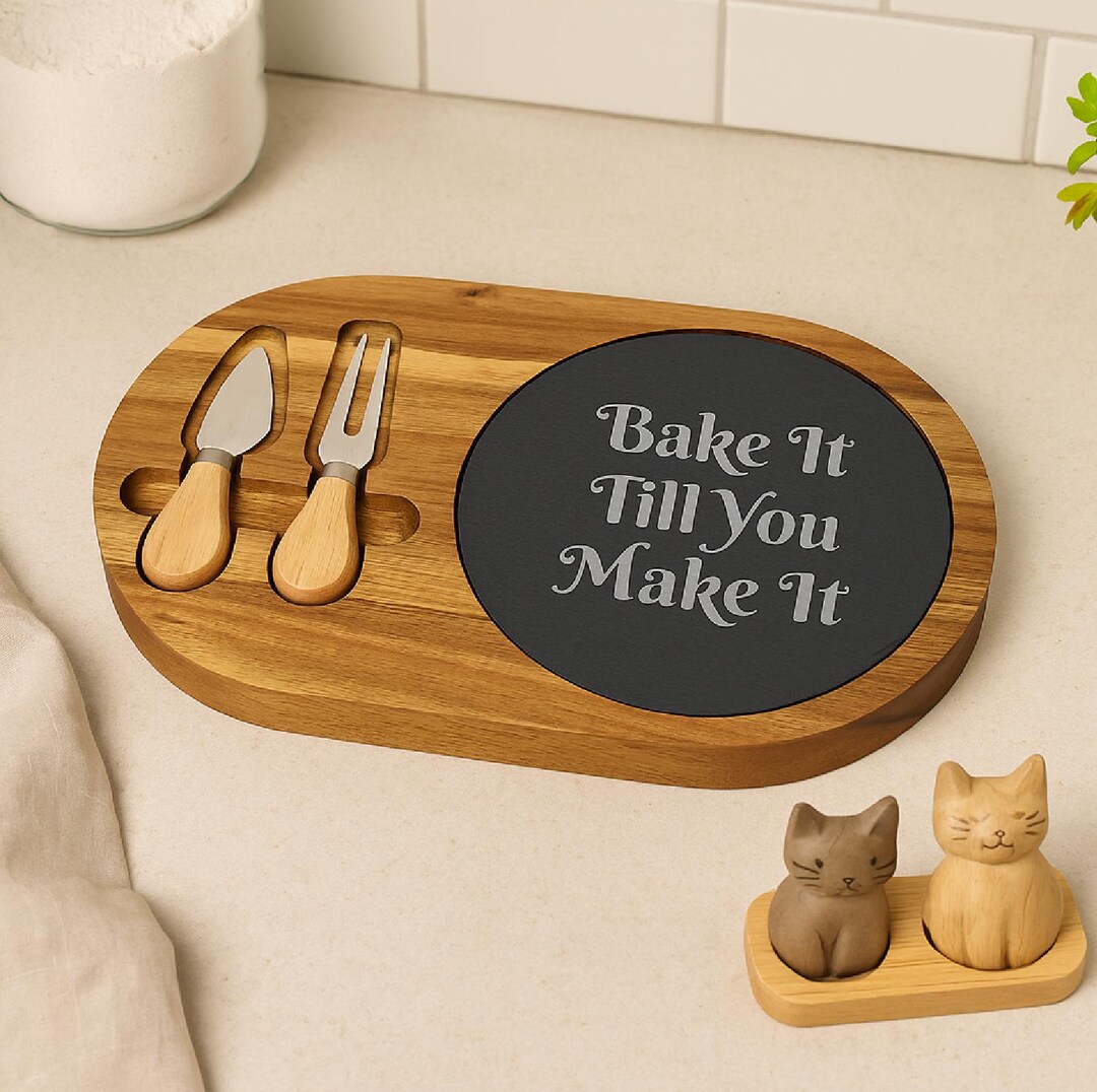 Engraved Acacia Wood Charcuterie Board: Personalized Slate Cheese ...