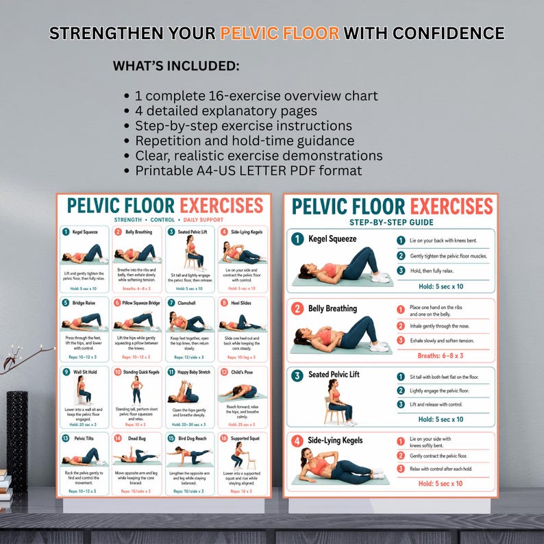 Pelvic Floor Exercises for Men and Women, Kegel Workout Chart, Core ...