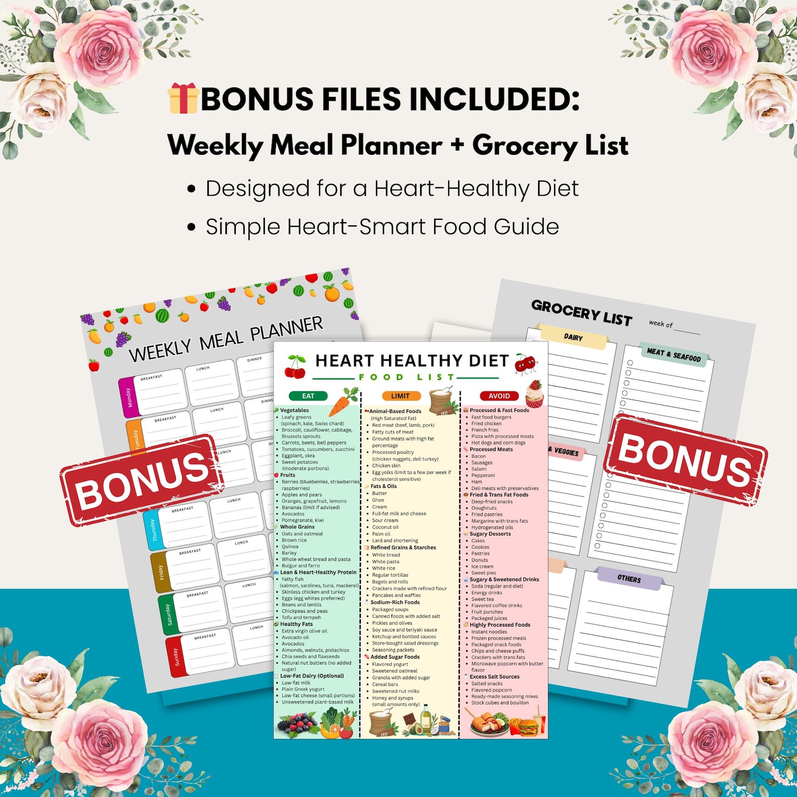 Heart Healthy Diet Food List Printable | Heart Healthy Food Chart, Low ...