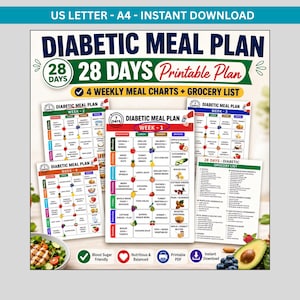 Programme de repas pour diabétiques de 28 jours et liste de courses pour une alimentation saine