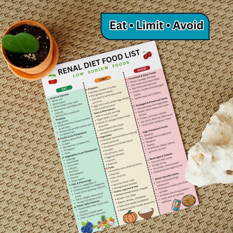 Renal Diet Food List PDF | Low Sodium Foods | Kidney Friendly Food ...