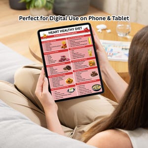 Heart healthy bulletin board printable chart featuring heart healthy diet food list and cardiac diet food categories for classroom display.