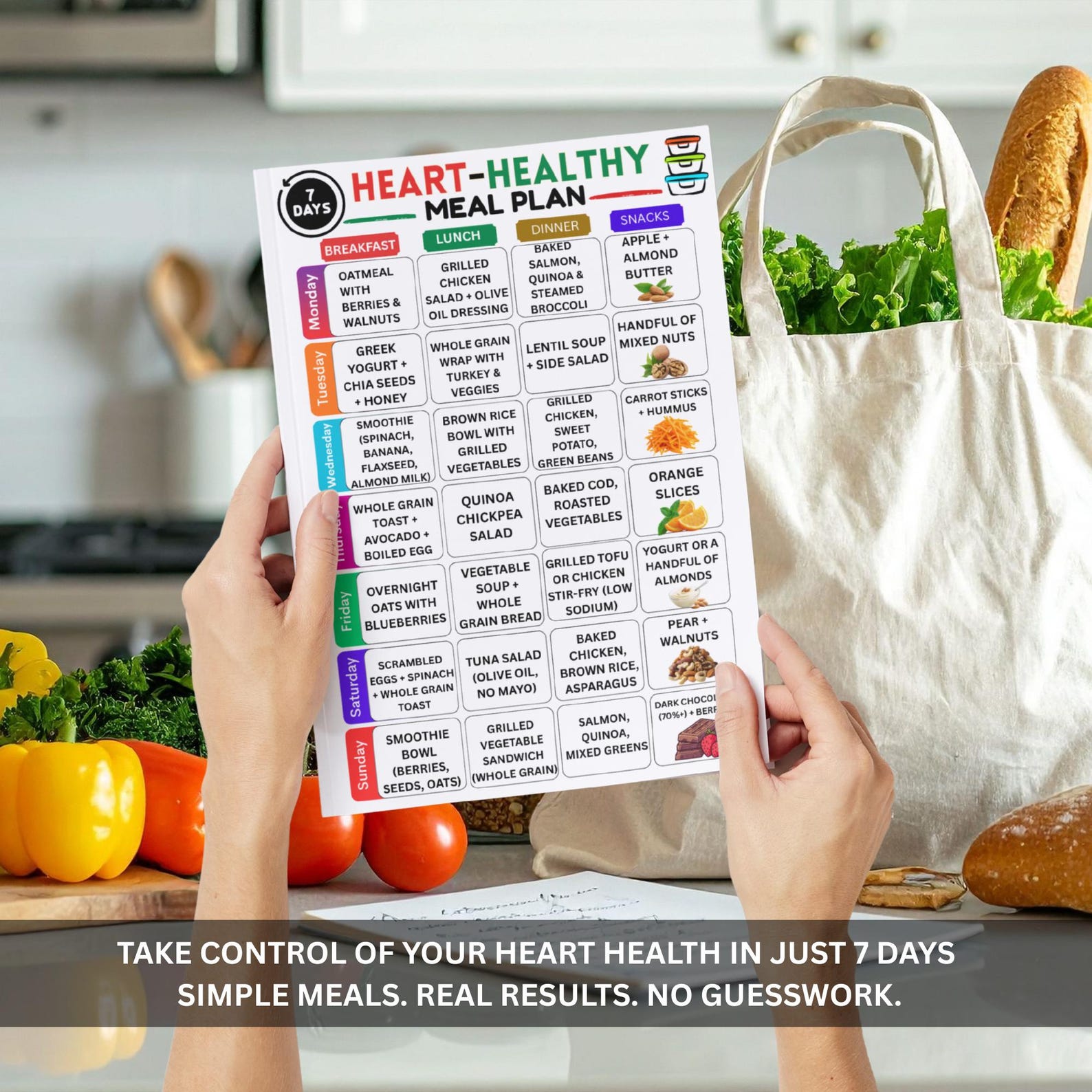Heart Healthy Diet 7 Day Meal Plan Printable PDF Cardiac Meals Low ...
