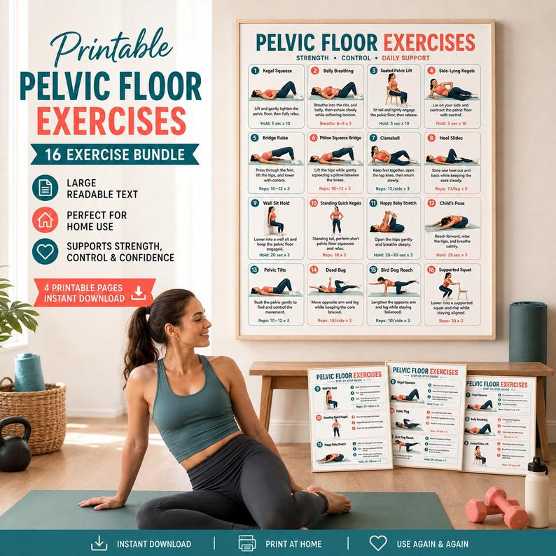 Pelvic Floor Exercises for Men and Women, Kegel Workout Chart, Core ...